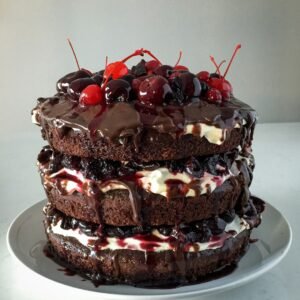 Black Forest Bliss cake with cherries and chocolate
